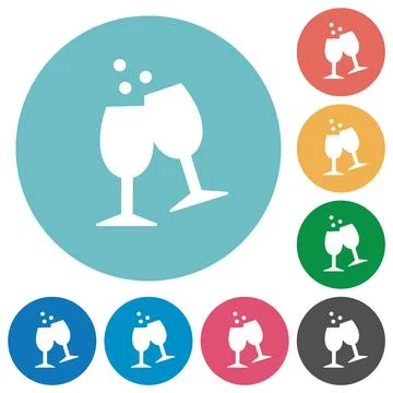 Toasting solid flat round icons Stock Illustration