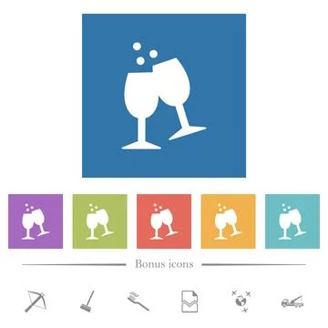 Toasting solid flat white icons in square backgrounds 库存插图