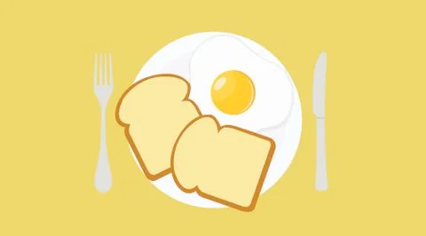 Toasts and Fried Egg Stock Illustration