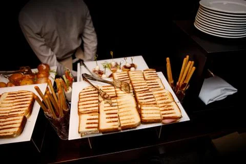 Toasts on event catering Stock Photos
