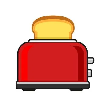 Toasts Flying Out of Red Toaster. Vector Stock Illustration