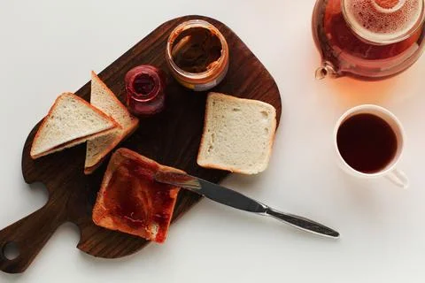 Toasts with jam and peanut 写真素材