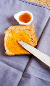Toasts with jam Stock Photos