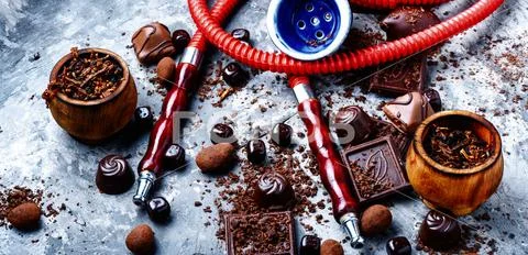 Tobacco hookah with chocolate flavor Stock Photos
