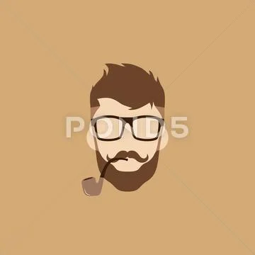 Tobacco pipe hipster guy Stock Illustration