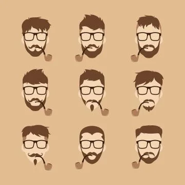 Tobacco pipe hipster guy Ilustración de archivo