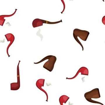 Tobacco Pipe Icon Seamless Pattern Stock Illustration