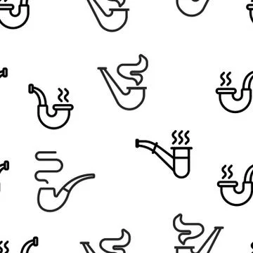 Tobacco Pipe Icon Seamless Pattern Stock Illustration