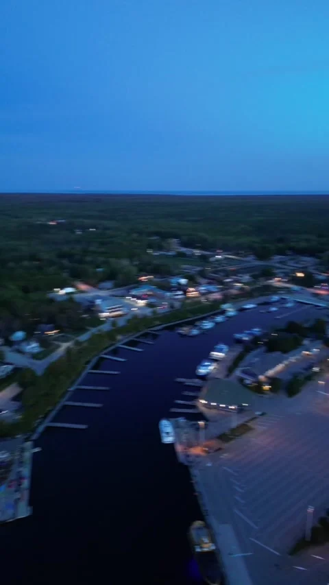 Tobermory Night Bay Elegance in Vertical 4K Stock Footage 249288368