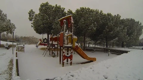 Toboggan in the snow Stock Footage 103474327