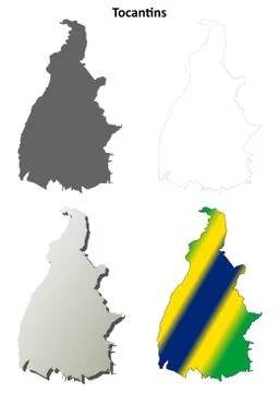 Tocantins blank outline map set Иллюстрация