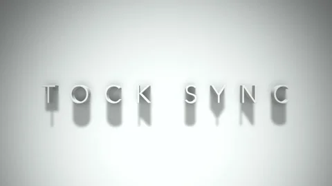 Tock sync 3D title animation with shadows on a white background Video stock 297384471
