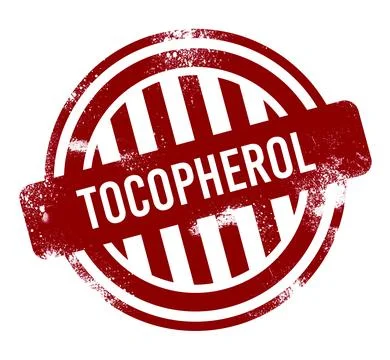Tocopherol, red grunge button, stamp Illustrazione stock