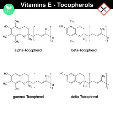 Tocopherols - vitamin E forms Stock Illustration
