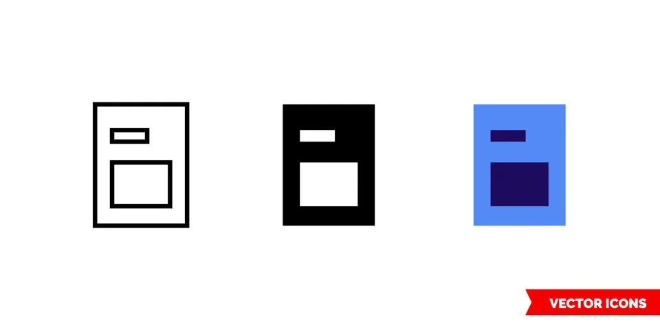 Today apps icon of 3 types color, black and white, outline. Isolated vector s Stock Illustration