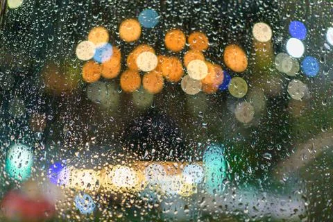 Today it rained down on the window. I live alone in a lonely place.While ther Stock Photos