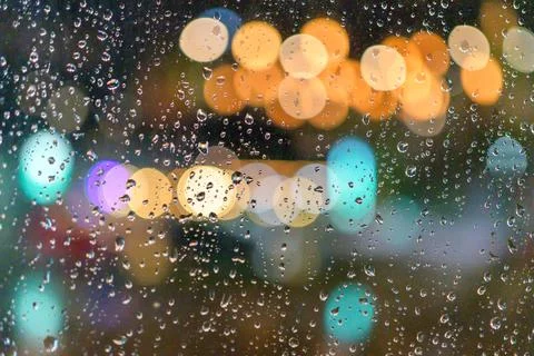 Today it rained down on the window. I live alone in a lonely place.While ther Stock Photos