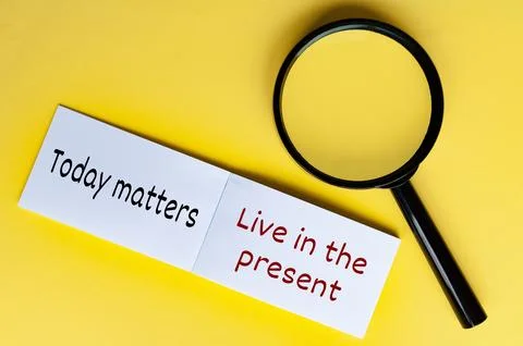 Today matters text on white notepad with magnifying glasses on yellow cover Stock Photos