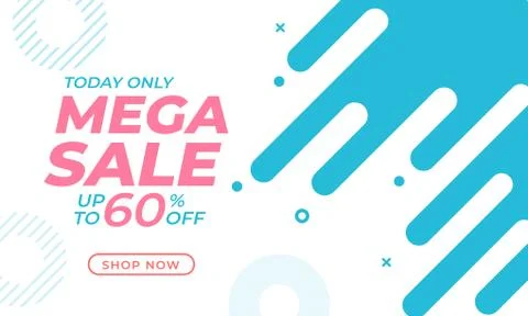 Today only mega sale up to 60% off. Sale banner template design Stock Illustration
