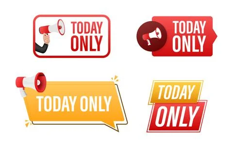 Today only text with Megaphone label set. Megaphone in hand promotion banner Stockillustratie