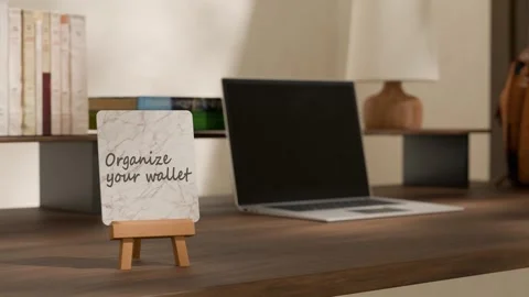 Today pending task showing Organize your wallet Stock Footage 297049223