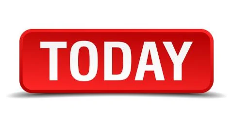 Today red 3d square button isolated on white Stock Illustration