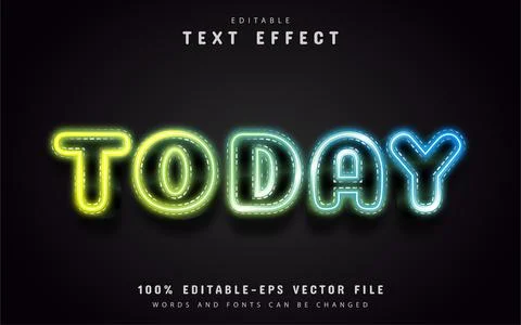 Today text, neon style text effect Stock Illustration