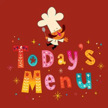Todays menu decorative type with chef character Stock Illustration