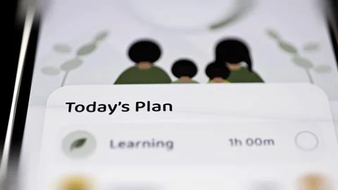 Todays Plan learning row showing 1h 00m Foto stock