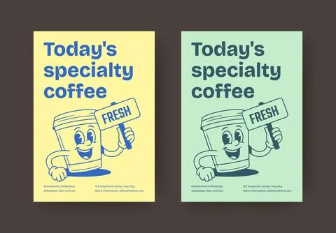 Todays Specialty Coffee Flyer Vector Template For Fresh Daily Menu Announceme Illustrazione stock