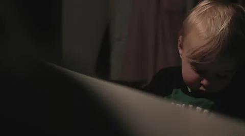 Toddler and computer Stock Footage 59123815