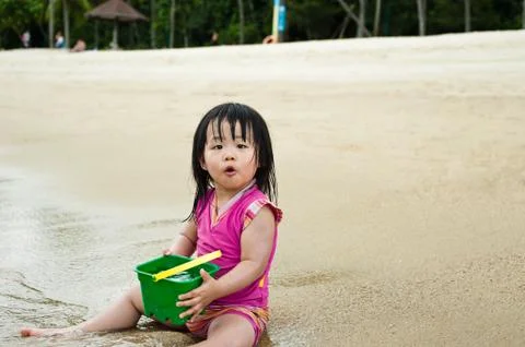 Toddler at the beach Stock Photos