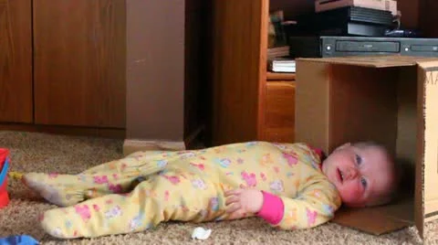 Toddler in Box Stock Footage 18998419
