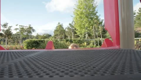 Toddler boy going up and down slide-static-MVI 7504 Stock Footage 9062075