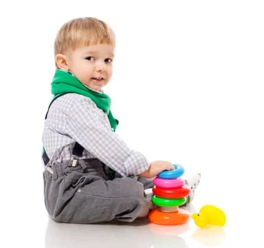 Toddler boy playing Foto stock