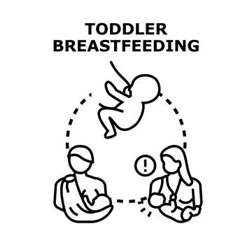Toddler breastfeeding stages developing parenting bond Stock Illustration
