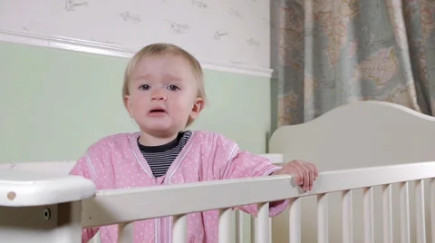 Toddler crying in bed Stock Footage 61456587