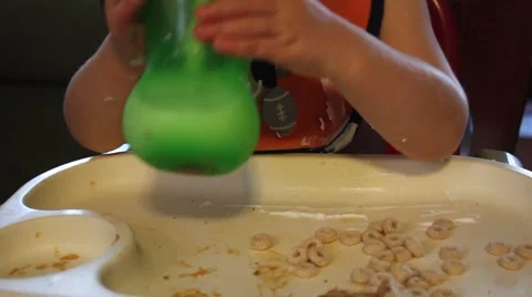 Toddler drinking milk from a sippy cup Stock Footage 44446565