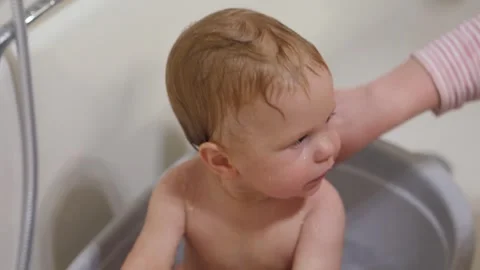 Toddler Enjoying Bath Time Stock Footage 314466523