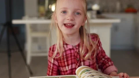 Toddler Girl Talking on Camera Stock Footage 170859633