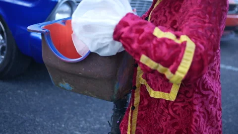 Toddler Grabs Candy During trunk or treat Stock Footage 319443110