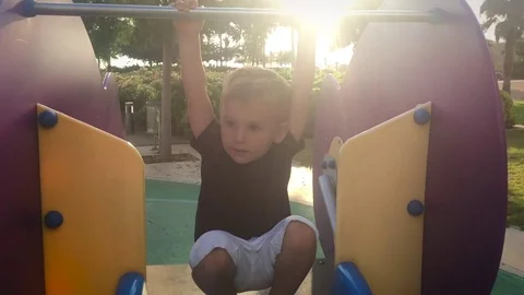 Toddler having fun at the playground Stock Footage 71352866