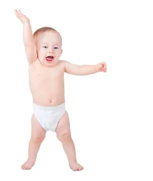 Toddler learning to walk Stock Photos