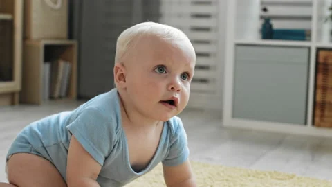 Toddler Playing and Crawling Stock Footage 142198916