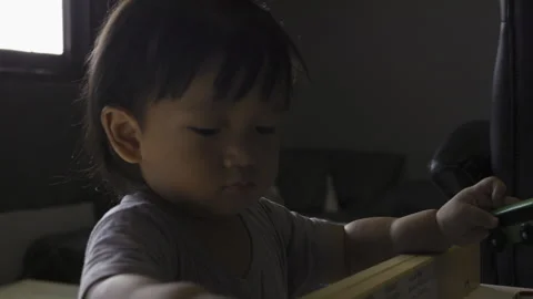 Toddler Is Playing In The Bedroom 01 Stock Footage 303694123