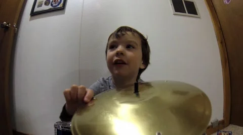Toddler Playing Drums Stock Footage 40340496