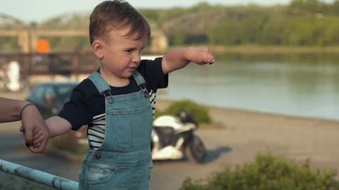 Toddler pointing something with his finger Stock Footage 79927000