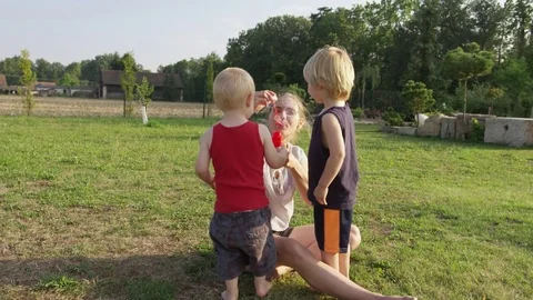 Toddler Shakes Head Bubbles - 4k - Slow motion Stock Footage 70448050