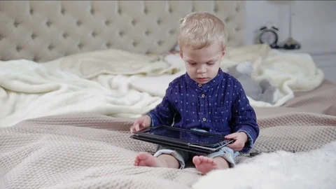 Toddler with tablet. FULL HD. slow motion Stock Footage 73967326