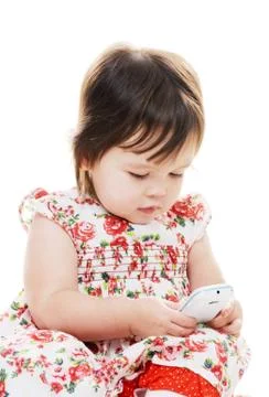 Toddler texting Stock Photos